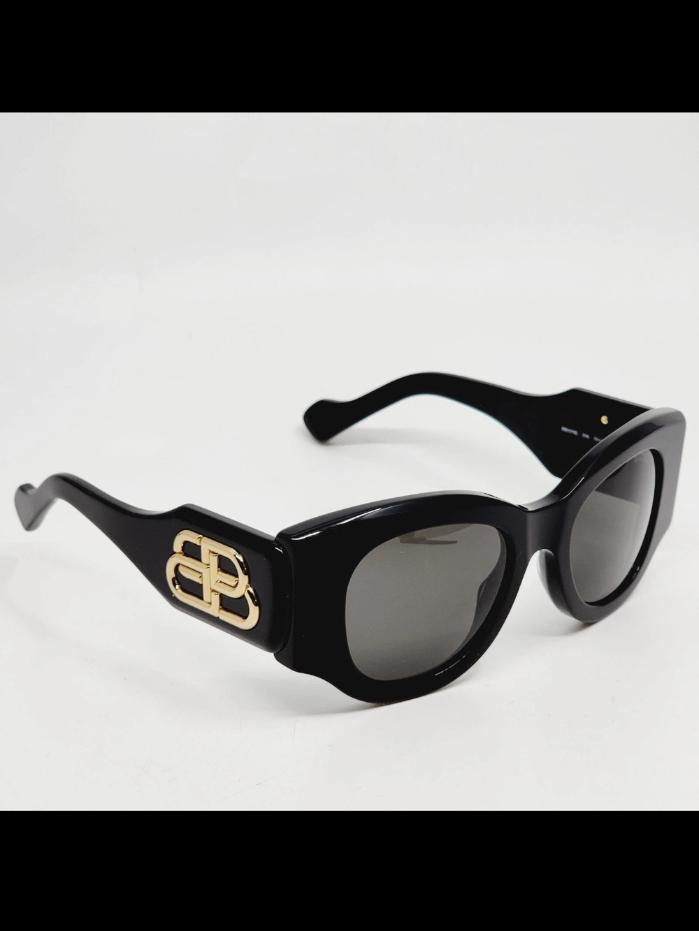 Balenciaga Black Sunglasses with Gold BB Emblem